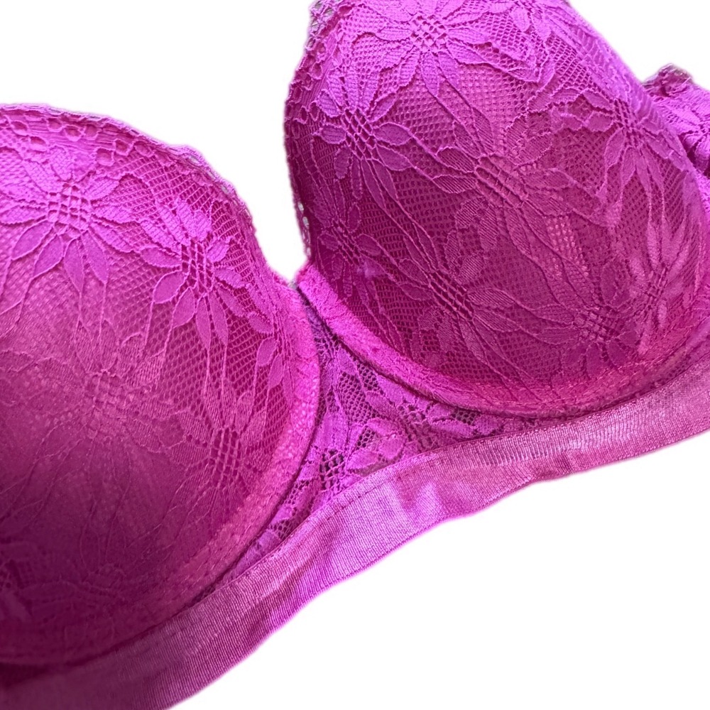 Candie's Lace Underwire Bra Women 34D Magenta Pink Floral COL1213BRA Excellent - Picture 4 of 8